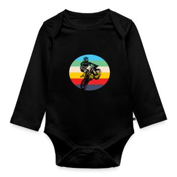 Motocross Motocross Motorrad Motocross Bekleidung - Baby Bio-Langarm-Body - Schwarz - Vorne