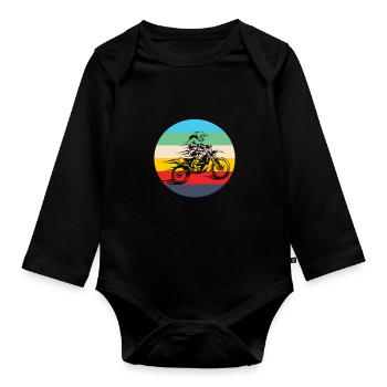 Motocross Motocross Damen Motocross Mädchen - Baby Bio-Langarm-Body - Schwarz - Vorne