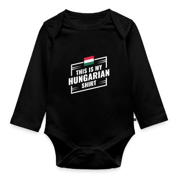 Ceci est mon idée cadeau chemise hongroise - Body Bébé bio manches longues - noir - Devant