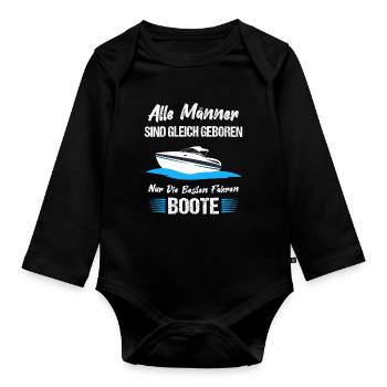 Motorboot Boot Bootsbesitzer Boote Geschenk - Baby Bio-Langarm-Body - Schwarz - Vorne