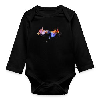 Chemise graffiti skyline de Dresde aux couleurs de la Saxe - Body Bébé bio manches longues - noir - Devant