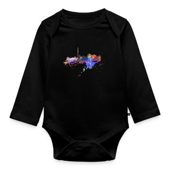 Toronto Skyline Canada Idée cadeau de nuit - Body Bébé bio manches longues - noir - Devant