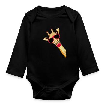 Giraffe Fun for women and girls - Organic Longsleeve Baby Bodysuit - black - Front
