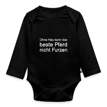 Pferd Pferde Spruch horse - Baby Bio-Langarm-Body - Schwarz - Vorne
