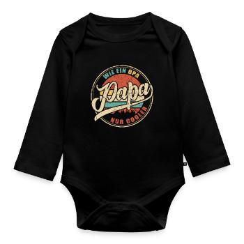 Dad Like A Grandpa Just Cool Father Father's Day Done - Organic Longsleeve Baby Bodysuit - black - Front