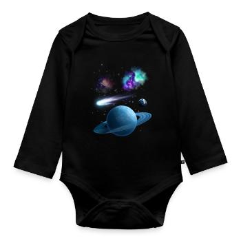 Univers - Body Bébé bio manches longues - noir - Devant