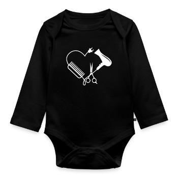 Coiffeur salon de coiffure coiffeur coiffeur coiffeur - Body Bébé bio manches longues - noir - Devant