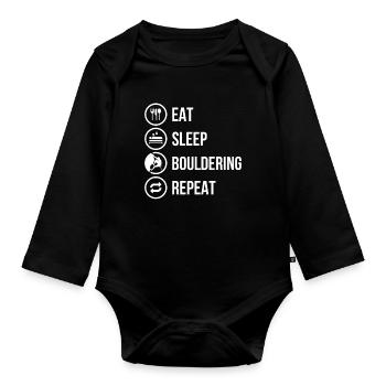 Climbing Bouldering Eating Sleeping Bouldering - Organic Longsleeve Baby Bodysuit - black - Front