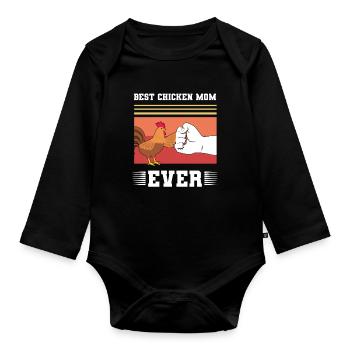 Chickens Mama Chicken Chicken Mom Gift - Organic Longsleeve Baby Bodysuit - black - Front
