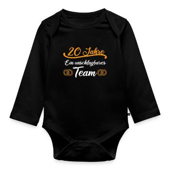 20 Jahre Hochzeitstag Porzellanhochzeit Geschenk - Baby Bio-Langarm-Body - Schwarz - Vorne
