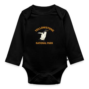 Pinguin im Yellowstone-Nationalpark - Baby Bio-Langarm-Body - Schwarz - Vorne