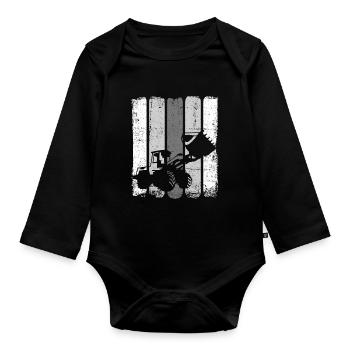 Bagger - Baby Bio-Langarm-Body - Schwarz - Vorne