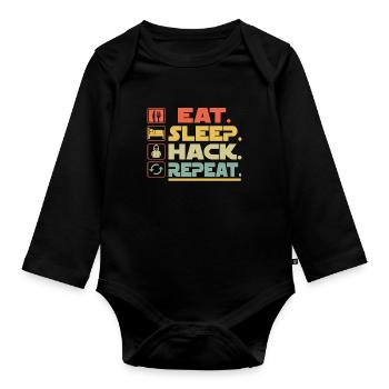 Eat Sleep Hack Répéter - Body Bébé bio manches longues - noir - Devant