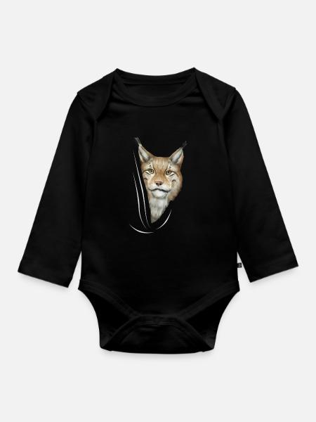 Luchs Luchse Luchsliebhaber Geschenk - Baby Bio-Langarm-Body - Schwarz