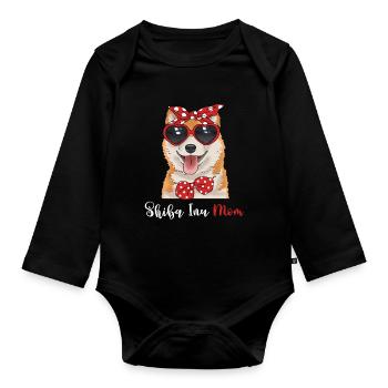 Shiba Inu Shirt Frauen Mutter Hundeshirt Shiba Inu - Baby Bio-Langarm-Body - Schwarz - Vorne