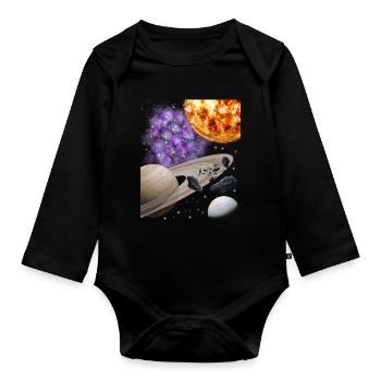 univers - Body Bébé bio manches longues - noir - Devant