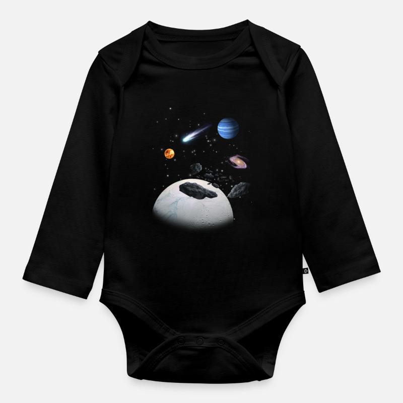 Système solaire - Body Bébé bio manches longues - noir