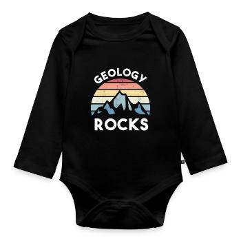 Mountain Vintage Geology Gift Geologist - Organic Longsleeve Baby Bodysuit - black - Front