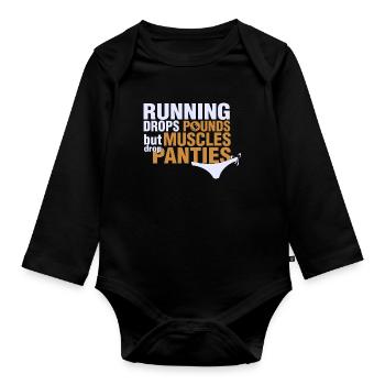 Muscles Gym Bodybuilding Fitness Workout Gift - Organic Longsleeve Baby Bodysuit - black - Front