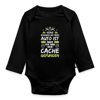 Geocaching Keine Ahnung Geocacher Cache Geocachen - Baby Bio-Langarm-Body - Schwarz - Vorne