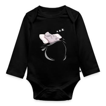 Hippopotame endormi et endormi - Body Bébé bio manches longues - noir - Devant