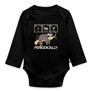 Periodic Table I Nap Periodic Sloth Geek - Organic Longsleeve Baby Bodysuit - black - Front