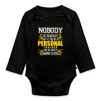 Cadeau de fitness pour instructeur de fitness Personal Trainer - Body Bébé bio manches longues - noir - Devant
