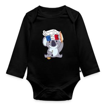 Frankreich Koch Koala Bäcker Paris Cuisine Chef - Baby Bio-Langarm-Body - Schwarz - Vorne