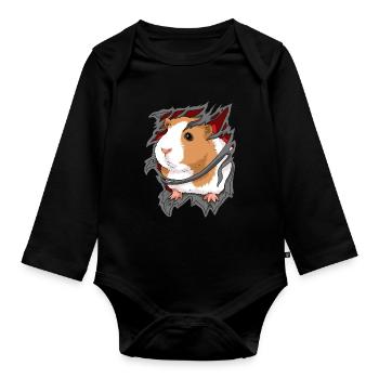 Guinea Pig Gift Men Guinea Pig - Organic Longsleeve Baby Bodysuit - black - Front