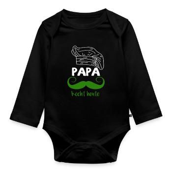 Papa Vatertag Koch Kochen Backen Grillen Geschenk - Baby Bio-Langarm-Body - Schwarz - Vorne