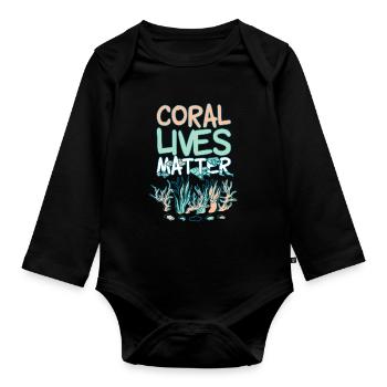 La vie des coraux compte - Body Bébé bio manches longues - noir - Devant
