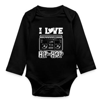 I love hip hop - Organic Longsleeve Baby Bodysuit - black - Front