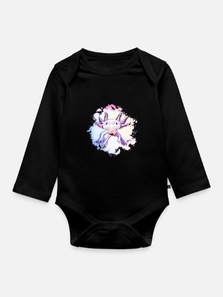 Axolotl - Baby Bio-Langarm-Body - Schwarz