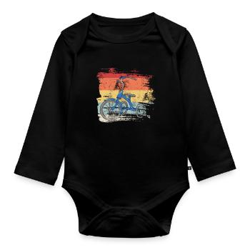 Retro Dreirad - Baby Bio-Langarm-Body - Schwarz - Vorne
