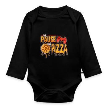 Gamer drôle sort pizza parieur cadeau Geek - Body Bébé bio manches longues - noir - Devant