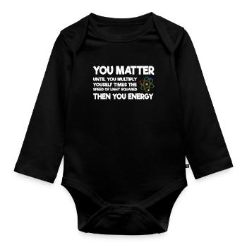 You Matter Science Atom Physics - Organic Longsleeve Baby Bodysuit - black - Front