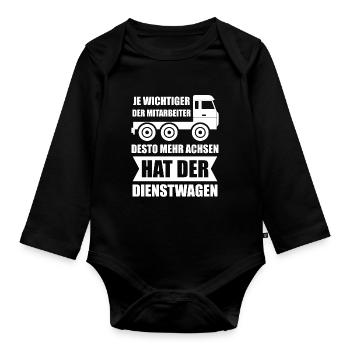 3 Achser LKW-Fahrer Trucker Fernfahrer Geschenk - Baby Bio-Langarm-Body - Schwarz - Vorne