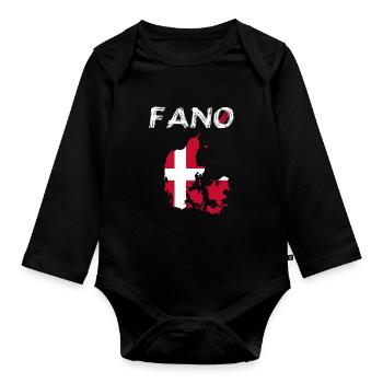 Fanö Fano Dänemark Insel Silhouette Karte Flagge - Baby Bio-Langarm-Body - Schwarz - Vorne