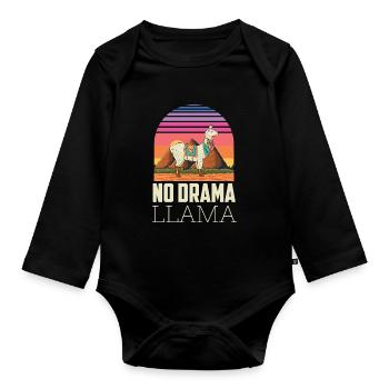 Pas de drame Lama Yoga Energy - Body Bébé bio manches longues - noir - Devant