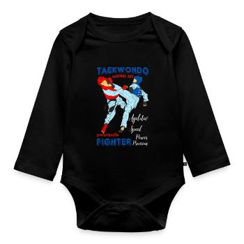 Taekwondo Martial Art - Baby Bio-Langarm-Body - Schwarz - Vorne