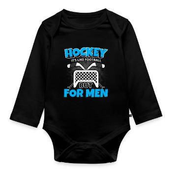 Hockey sur glace bâton de hockey sur glace rondelle d'hiver - Body Bébé bio manches longues - noir - Devant