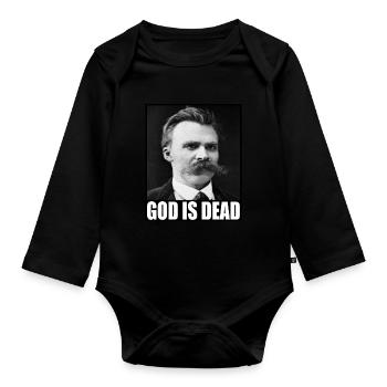 Friedrich Nietzsche | Dieu est mort | Dieu est mort - Body Bébé bio manches longues - noir - Devant