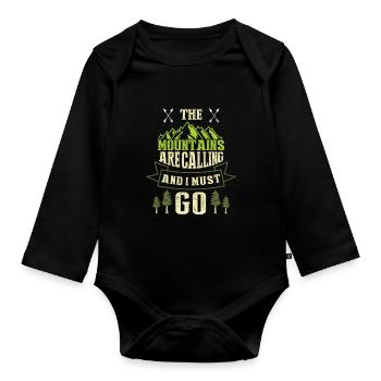 Mountains bersport mountaineering equipment mountain range - Organic Longsleeve Baby Bodysuit - black - Front