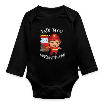 Kindergarten Feuerwehr Feuerwehrmann - Baby Bio-Langarm-Body - Schwarz - Vorne