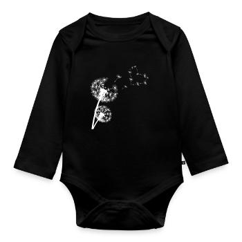 Dandelion with a heart - Organic Longsleeve Baby Bodysuit - black - Front
