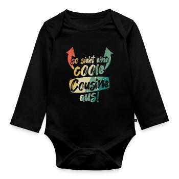 So sieht eine coole Cousine aus Vintage Retro - Baby Bio-Langarm-Body - Schwarz - Vorne