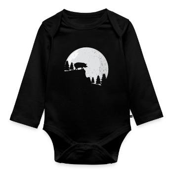 Cadeau de cochons de cochon - Body Bébé bio manches longues - noir - Devant