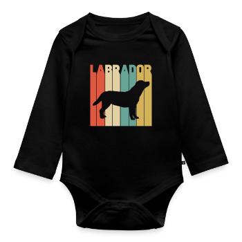 Labrador retro dog dog lover dogs - Organic Longsleeve Baby Bodysuit - black - Front