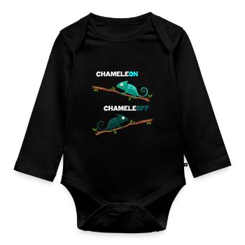 Chameleon Chameleoff - Funny chameleon saying - Organic Longsleeve Baby Bodysuit - black - Front