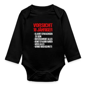 18 Jahre 18 Geburtstag Geschenk - Baby Bio-Langarm-Body - Schwarz - Vorne
